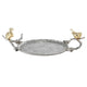 Vada Decorative Tray | Aluminum Disc | Silver Branch Handles w Birds | 14"