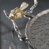 Vada Decorative Tray | Aluminum Disc | Silver Branch Handles w Birds | 14"