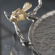 Vada Decorative Tray | Aluminum Disc | Silver Branch Handles w Birds | 14"