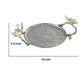 Vada Decorative Tray | Aluminum Disc | Silver Branch Handles w Birds | 14"