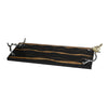 Vada Rectangular Tray | Silver Branch Handles w Bird | Brown Wood | 26"