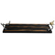 Vada Rectangular Tray | Silver Branch Handles w Bird | Brown Wood | 26"