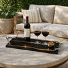 Vada Rectangular Tray | Silver Branch Handles w Bird | Brown Wood | 26"