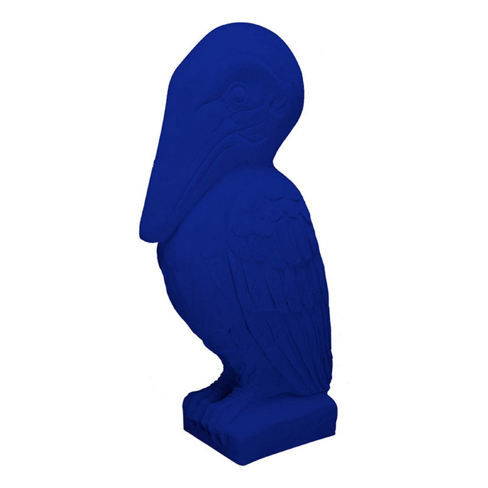 Tabletop Decor | Pelican Figurine | Royal Blue Resin | Coastal Style 19"