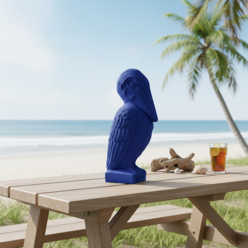 Tabletop Decor | Pelican Figurine | Royal Blue Resin | Coastal Style 19"