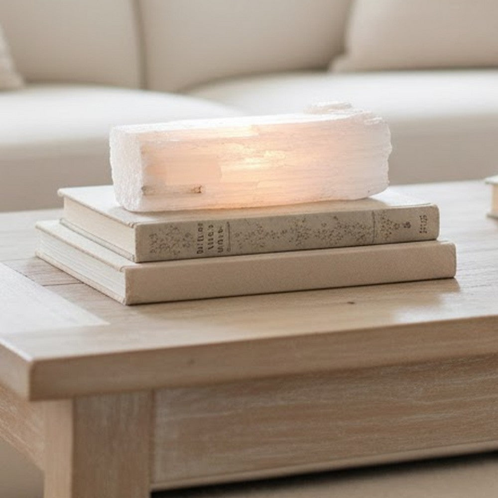 Tabletop Decor | Rectangular Shape | White Natural Selenite | 11"