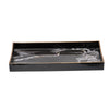 Fara Rectangular Tray Set of 2 | Marble Design | Cutout Handle Black Plastic