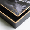 Fara Rectangular Tray Set of 2 | Marble Design | Cutout Handle Black Plastic