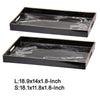 Fara Rectangular Tray Set of 2 | Marble Design | Cutout Handle Black Plastic