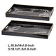 Fara Rectangular Tray Set of 2 | Marble Design | Cutout Handle Black Plastic