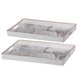 Fara Rectangular Tray Set of 2 | Marble Design | Cutout Handle White Plastic