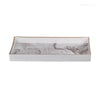 Fara Rectangular Tray Set of 2 | Marble Design | Cutout Handle White Plastic