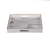 Fara Rectangular Tray Set of 2 | Marble Design | Cutout Handle White Plastic