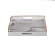 Fara Rectangular Tray Set of 2 | Marble Design | Cutout Handle White Plastic