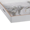 Fara Rectangular Tray Set of 2 | Marble Design | Cutout Handle White Plastic