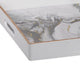 Fara Rectangular Tray Set of 2 | Marble Design | Cutout Handle White Plastic