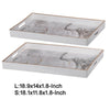 Fara Rectangular Tray Set of 2 | Marble Design | Cutout Handle White Plastic
