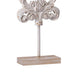 Awan Tabletop Decor | Leaf Scrollwork on Stand | White, Brown Wood, 26 Inch
