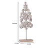 Awan Tabletop Decor | Leaf Scrollwork on Stand | White, Brown Wood, 26 Inch