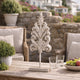 Awan Tabletop Decor | Leaf Scrollwork on Stand | White, Brown Wood, 26 Inch