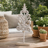 Awan Tabletop Decor | Leaf Scrollwork on Stand | White, Brown Wood, 26 Inch