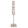 Awan Tabletop Decor | Fleur Scrollwork w Base Stand | White & Brown Wood 17"