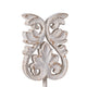 Awan Tabletop Decor | Fleur Scrollwork w Base Stand | White & Brown Wood 17"
