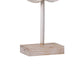 Awan Tabletop Decor | Fleur Scrollwork w Base Stand | White & Brown Wood 17"