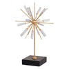 Starburst Sculpture on Black Stand Base | White Stones | Gold Metal Rods | 23"