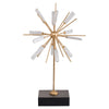 Starburst Sculpture on Black Stand Base | White Stones | Gold Metal Rods | 23"