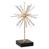 Starburst Sculpture on Black Stand Base | White Stones | Gold Metal Rods | 23"
