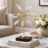 Starburst Sculpture on Black Stand Base | White Stones | Gold Metal Rods | 23"