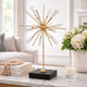 Starburst Sculpture on Black Stand Base | White Stones | Gold Metal Rods | 23"