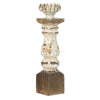 Candle Holder | Lotus Flower Style Top | Turned Body | White Wood 19"