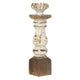 Candle Holder | Lotus Flower Style Top | Turned Body | White Wood 19"