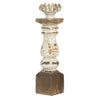Candle Holder | Lotus Flower Style Top | Turned Body | White Wood 19"