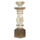 Candle Holder | Lotus Flower Style Top | Turned Body | White Wood 19"