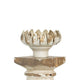 Candle Holder | Lotus Flower Style Top | Turned Body | White Wood 19"