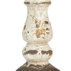 Candle Holder | Lotus Flower Style Top | Turned Body | White Wood 19"