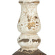 Candle Holder | Lotus Flower Style Top | Turned Body | White Wood 19"