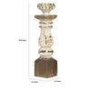 Candle Holder | Lotus Flower Style Top | Turned Body | White Wood 19"