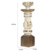 Candle Holder | Lotus Flower Style Top | Turned Body | White Wood 19"