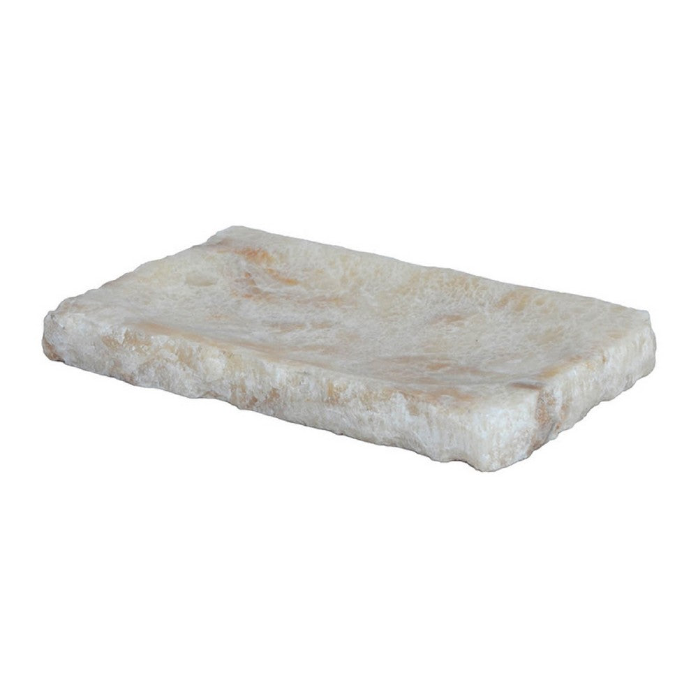 Decorative Accessory Tray | Rectangular Shape | White Onyx Stone | 9"