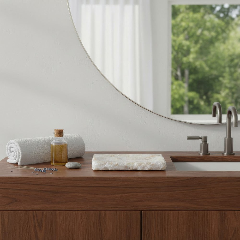 Decorative Accessory Tray | Rectangular Shape | White Onyx Stone | 9"