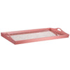 Decorative Serving Tray | Light Pink Handles | Patterned Glass | 28"