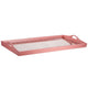 Decorative Serving Tray | Light Pink Handles | Patterned Glass | 28"