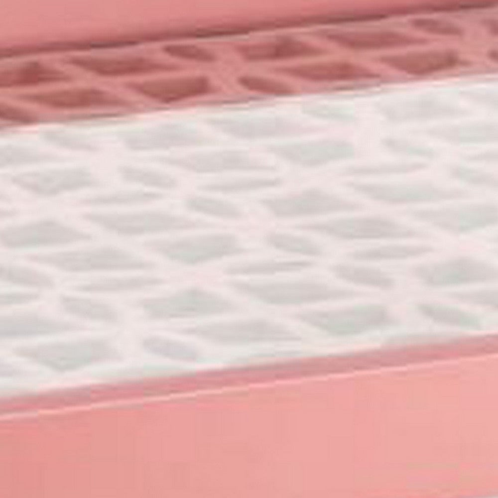 Decorative Serving Tray | Light Pink Handles | Patterned Glass | 28"