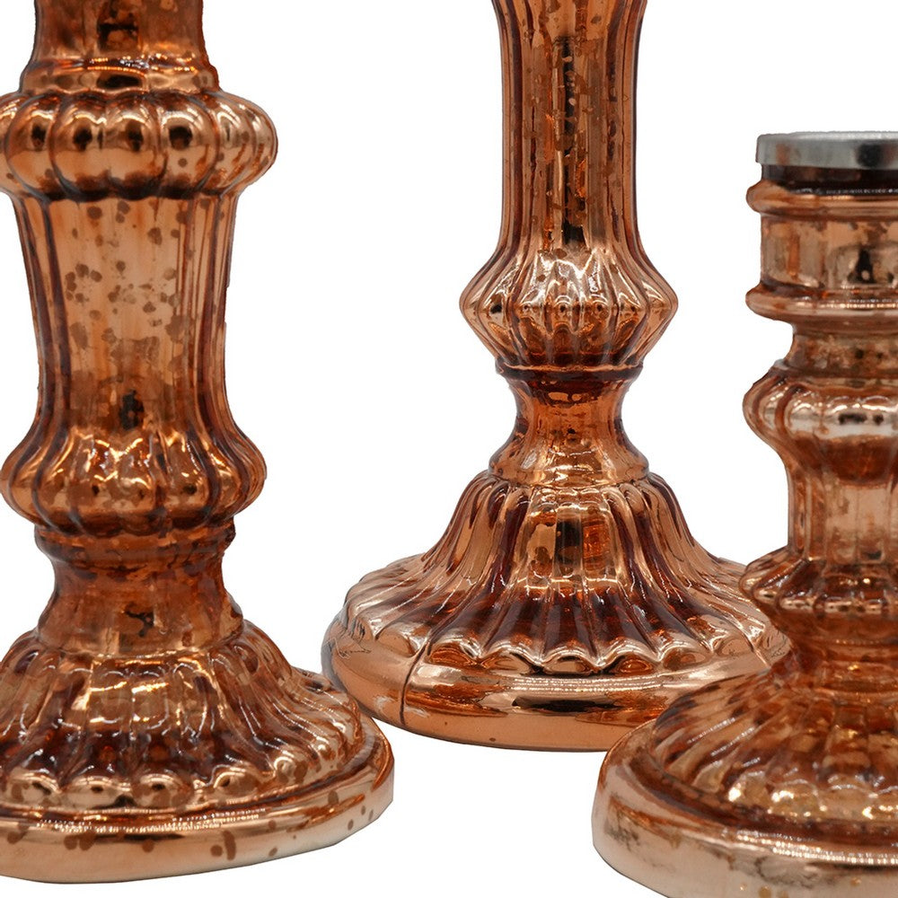 Lemu Luminary Treasures Candle Holder Set of 3 | Copper Ornate Iron