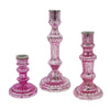 Lemu Luminary Treasures Candle Holder Set of 3 | Pink Ornate Iron