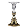 Decorative Candle Holder | 2 Tone Gold & Clear Glass | 9" Tall